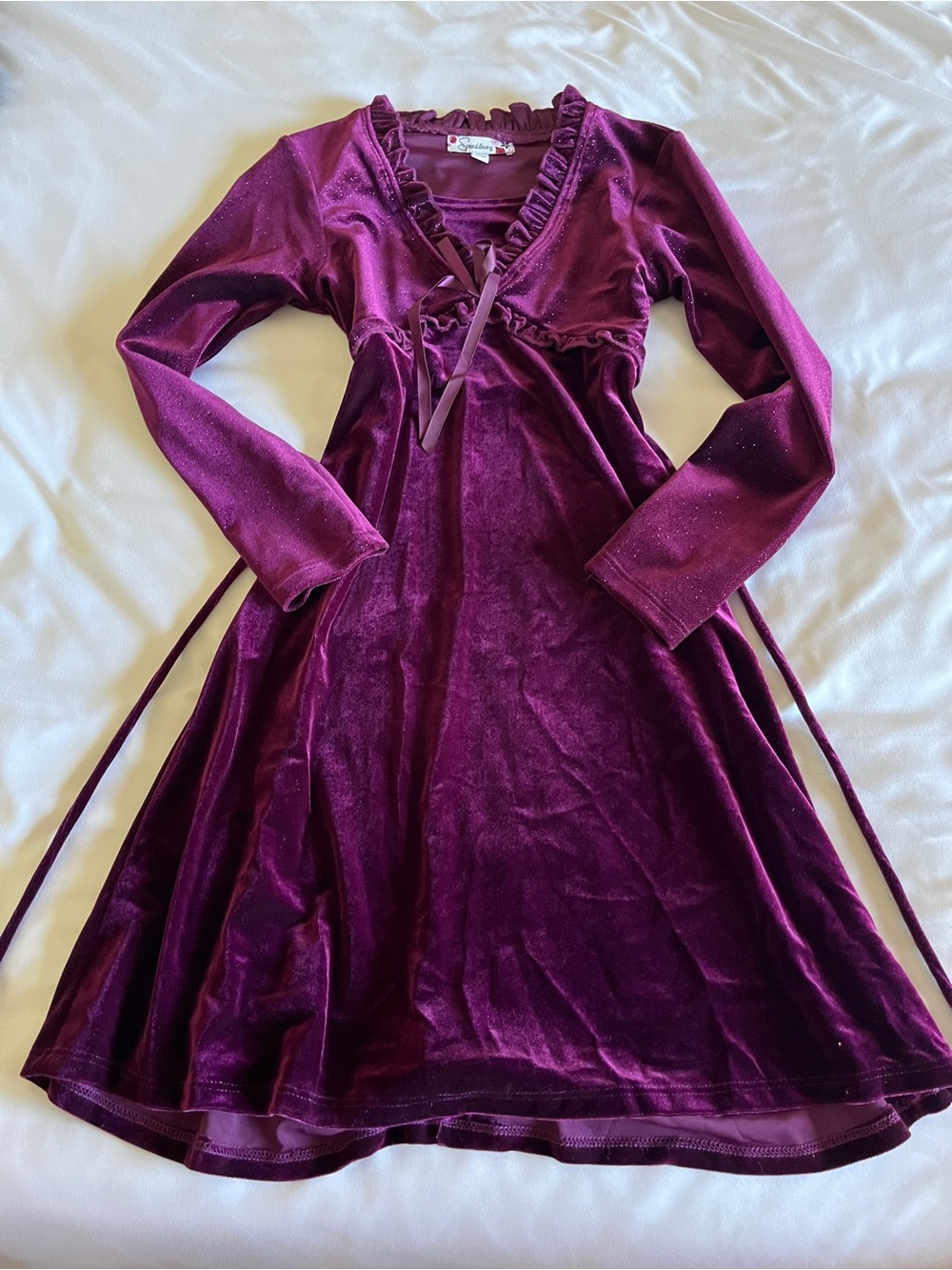 Speechless Purple Glitter Velour Long Sleeve Dress Size 12 ✨ 